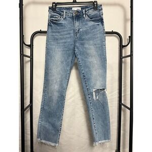VERMET Distressed Light Wash High Rise Straight Leg Denim Size 27